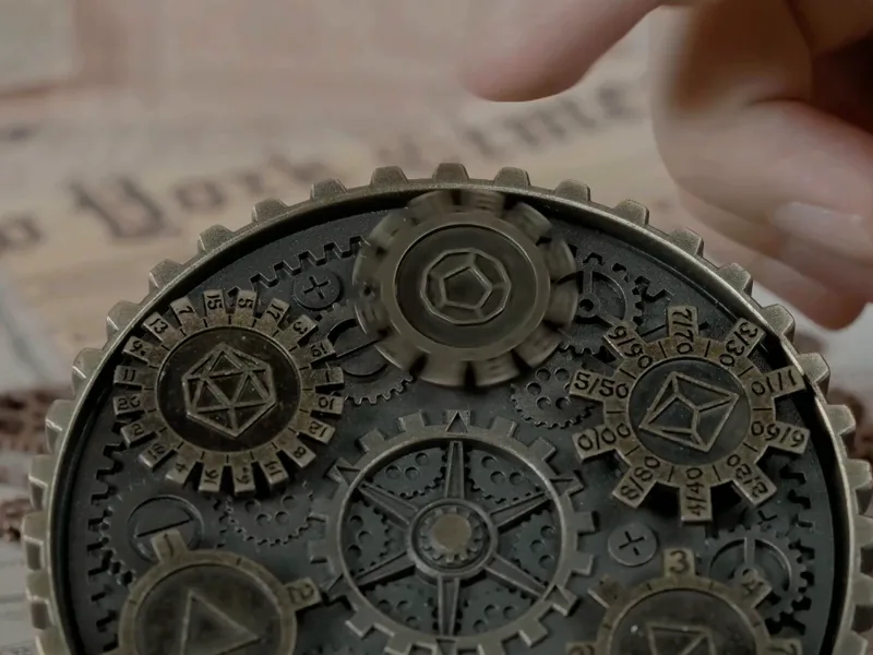 Close-up of the d12 dial before it is flicked